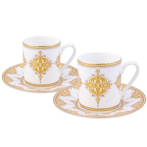 Turkish Coffee Cup Porcelain Lydia Gold Set Of Turkish Coffee