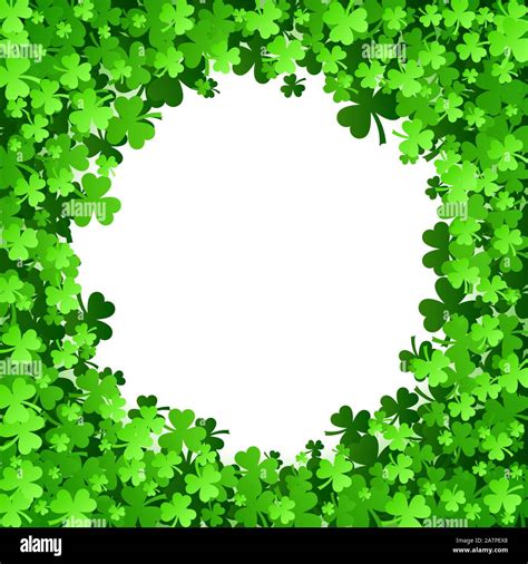 St Patricks Day Background With Green Leaf Clovers On White