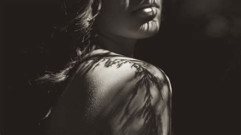 Papel de parede cara mulheres monocromático modelo retrato morena Ombros nus sombra