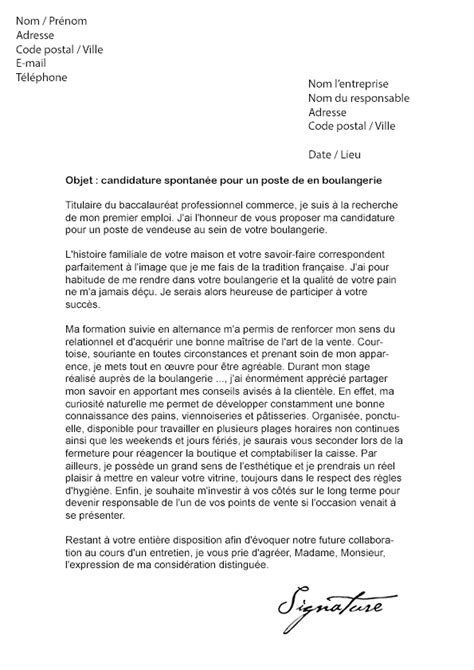 Lettre de motivation Vendeuse en boulangerie débutante ou confirmée