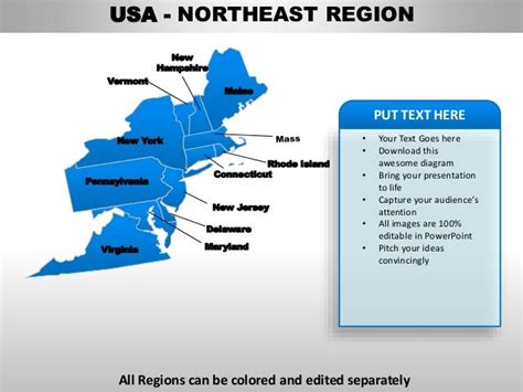 Usa Northeast Region Country Editable Powerpoint Maps With States And