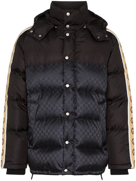 Gucci Wool Gg Stripe Puffer Coat In Black For Men Lyst