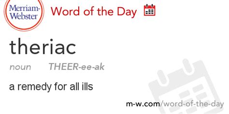 Word Of The Day Theriac Merriam Webster