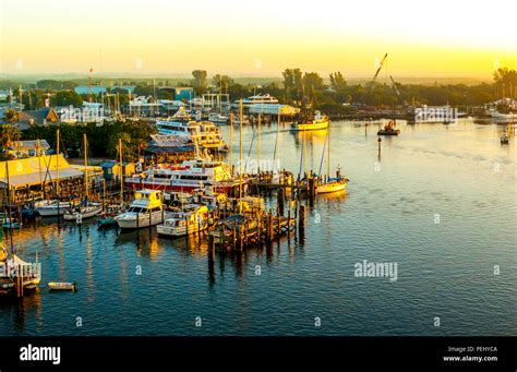Fort Meyers Harbor View From High On The Bridge Stock Photo Alamy