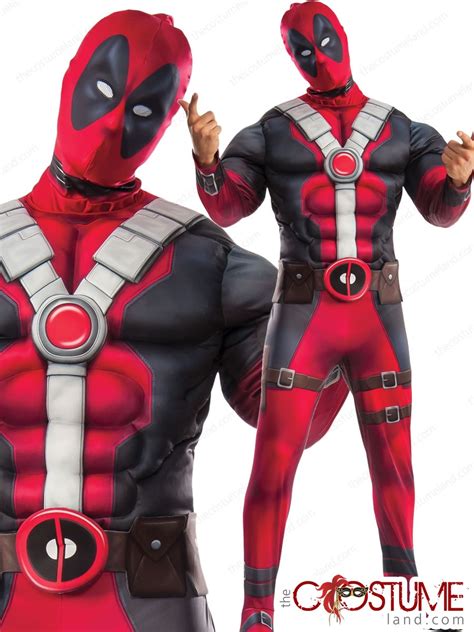 Deadpool Deluxe Muscle Chest Men Costume Super Hero Villain Adult Party