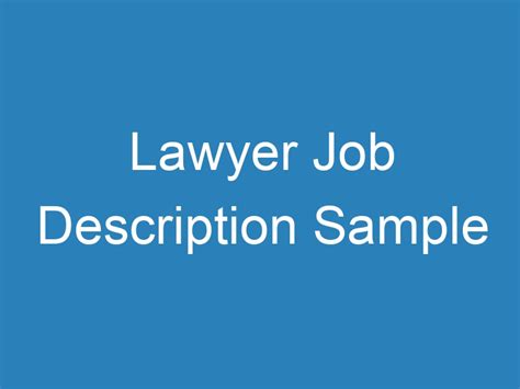 Lawyer Job Description Sample Resumeextra