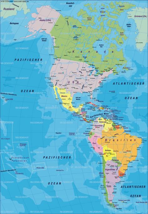 Dann wählen sie das gewünschte bild und können drucken und ausmalen. Karte Von Amerika, Weltkarte Politisch (Übersichtskarte / Regionen for Amerika Bilder Zum ...