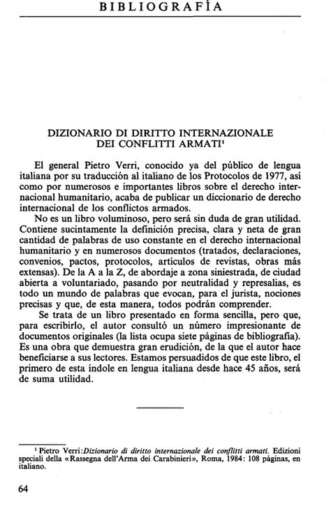 Dizionario Di Diritto Internazionale Dei Conflitti Armati Revista Internacional De La Cruz