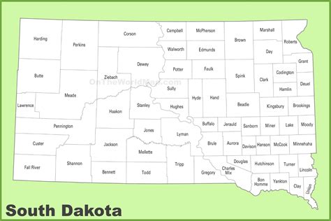 Counties In South Dakota Map World Map