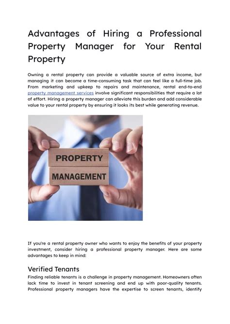 Ppt Advantages Of Hiring A Professional Property Manager For Your