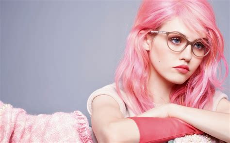 Girl Pink Hair Blue Eyes Glasses Face Girl With Glasses Wallpaper 153344 1920x1200px