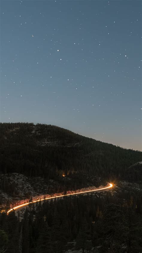 Download Wallpaper 2160x3840 Mountains Night Starry Sky Stars Sky