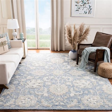 Safavieh Glamour Delphi 8 X 10 Ft Wool Bluebeige Indoor Floral