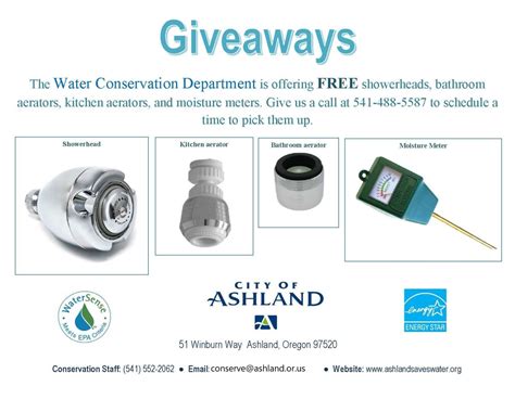 Water And Energy Rebates Conservation Division Administration City Of Ashland Oregon