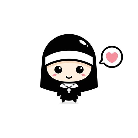 Cute Nun Chibi Character Design Vector Art At Vecteezy