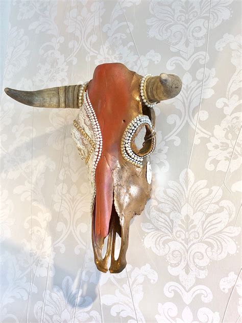 Lace Cow Skull Wall Hanging Real Cow Skull Decorated Cow Skull Etsy Painted Cow Skulls Cow