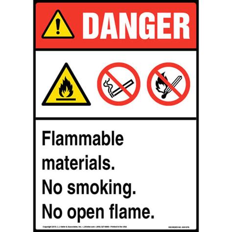 Danger Flammable Materials No Smoking No Open Flame Sign With Icons