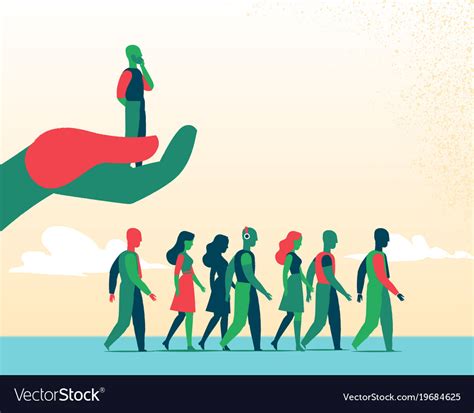 People Go Towards A Visionary Leader Sight Vector Image