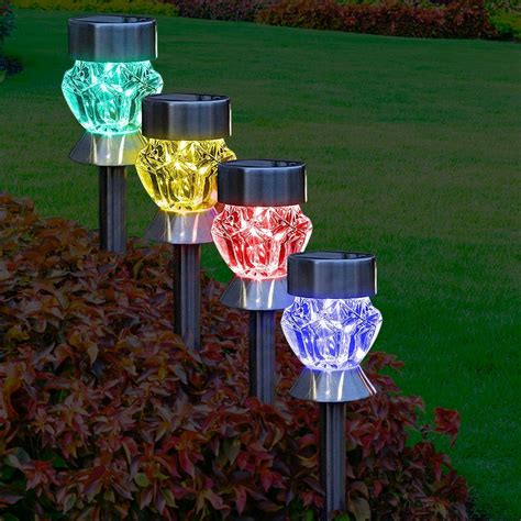 Solar Outdoor Lights 4 Color Changing Led Lamps For Landscape