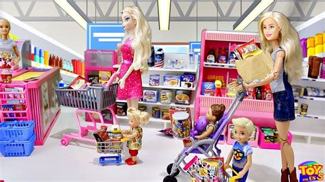 Barbie Doll Supermarket Shopping With Baby Dolls Play Barbie Girl