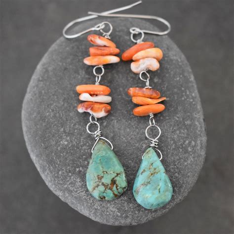 Spiny Oyster Turquoise Drop Earrings Wild Hare Gems