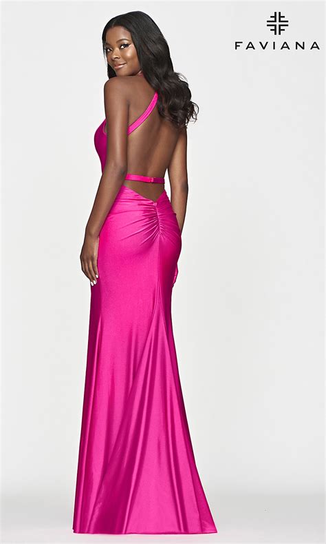 Faviana Designer Long Hot Pink Prom Dress Promgirl