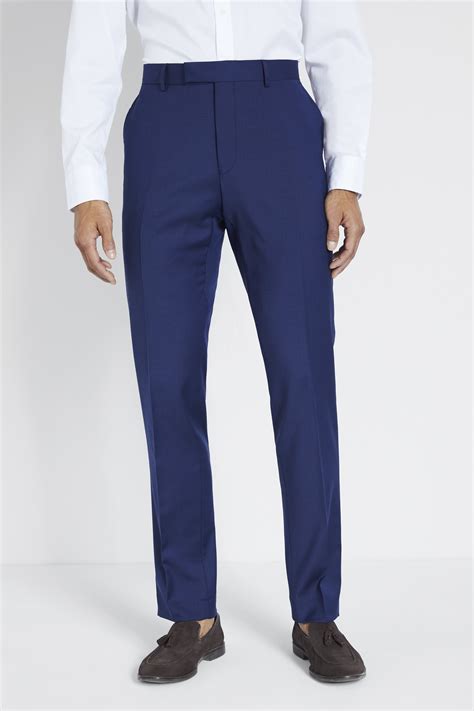 Tailored Fit Navy Twill Trousers Buy Online At Moss
