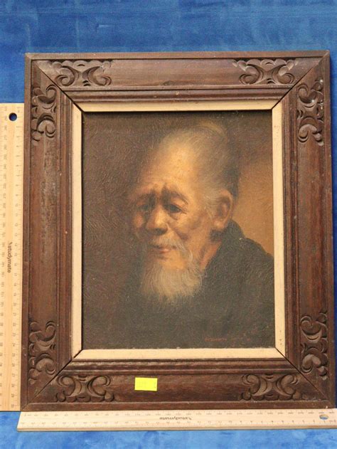 Lot Framed Signed Oil Painting Of An Asian Man