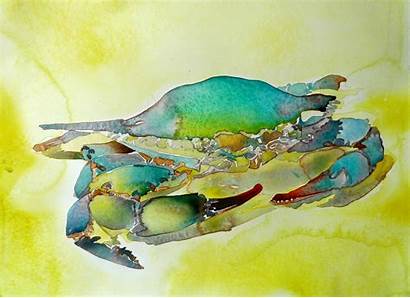 Watercolor Crab Paintings Painting Crabs Ocean Watercolour