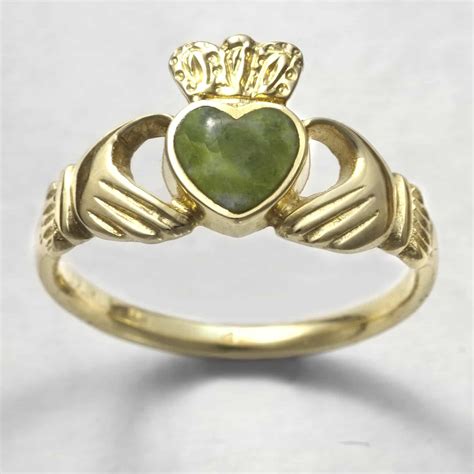 9ct Gold Marble Ladies Claddagh Ring Irish Claddagh Ring