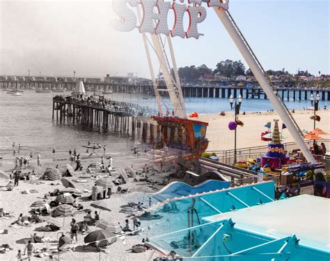 Boardwalk Pleasure Pier Then And Now 1914 Santa Cruz Beach Boardwalk