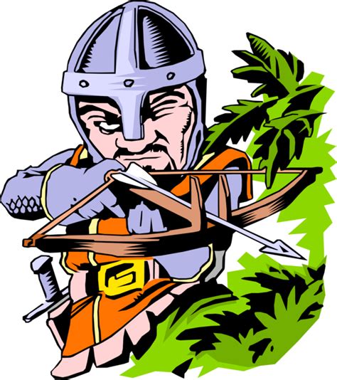 Medieval Castle Guard Shoots Crossbow Vector Image