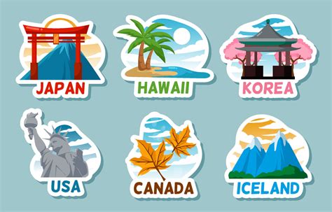 Travel Country Sticker Set Vector Art At Vecteezy