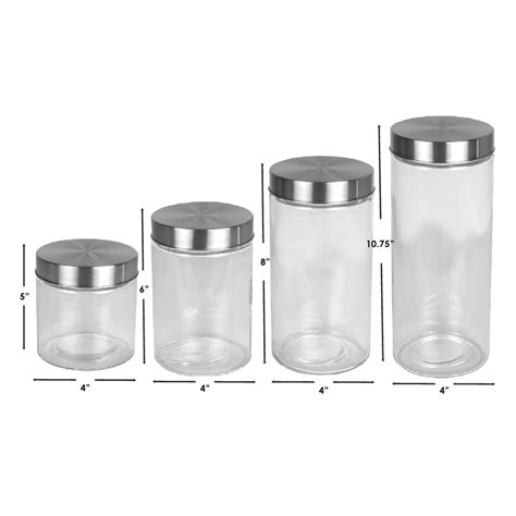 4 Piece Glass Canister Set With Stainless Steel Lids Food Prep Shop Home Basics Shop Home