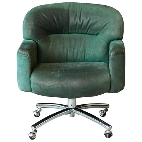 Post your items for free. Green Suede Leather Swiveling Office Chair on Casters by ...