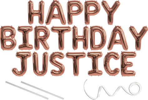 Justice Happy Birthday Mylar Balloon Banner Rose Gold 16 Inch