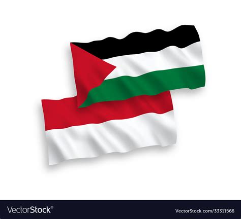 Flags Indonesia And Palestine On A White Vector Image