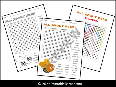 All About Bees Word Search Puzzle Teaching Resources