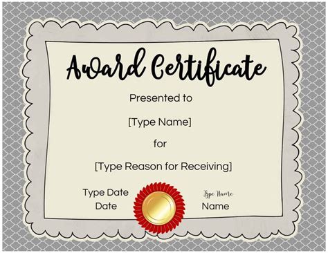 Childrens Certificate Template Funny Awards Certificates