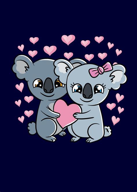 Valentines Day Koalas Poster By Mzumo Displate