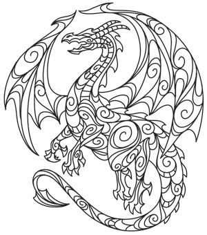 Kleurplaat Draak Mandala