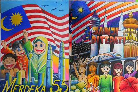 Tema hari kebangsaan, merdeka keranamu malaysia malaysiaku gemilang perpaduan teras kejayaan 1 malaysia rakyat. Poster drawing image by Lea Ostersson on Malaysia ...