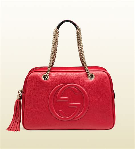 Gucci Soho Leather Chain Shoulder Bag In Red Lyst