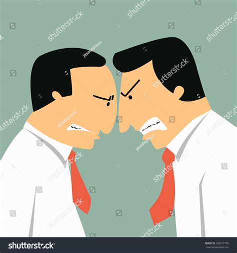 Two Angry Businessmen Head Butting Business Stock Vector 169317140
