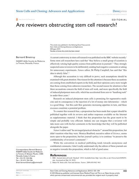 Pdf Are Reviewers Obstructing Stem Cell Research