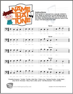 Rock songs with good bass often highlight key aspects in a song. Name That Tune | Free Bass Clef Note Name Worksheet (Digital Print) - Visit MakingMusicFun.net ...