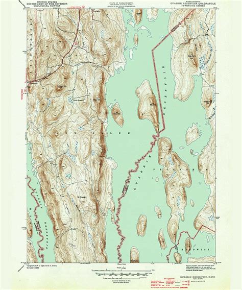 1944 Topo Map Of Quabbin Reservoir Ma Quadrangle Etsy