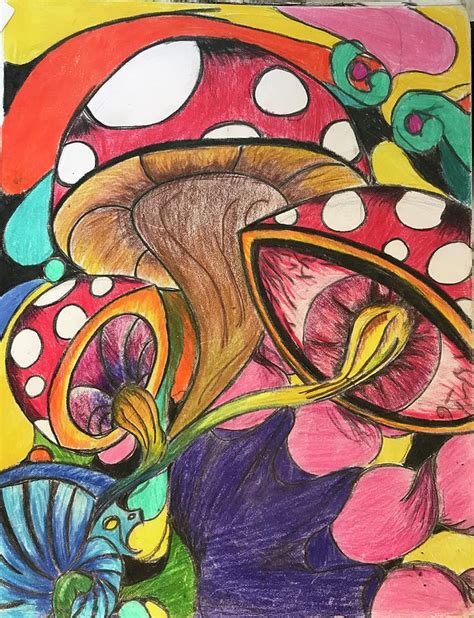 Trippy Drawings Mushrooms Gannuman