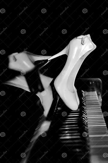 White Shoes Of The Bride On The Piano Keys Stock Image Image Of