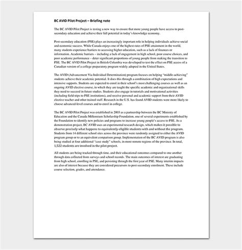 Briefing Note Template 15 Samples Word Doc And Pdf Format